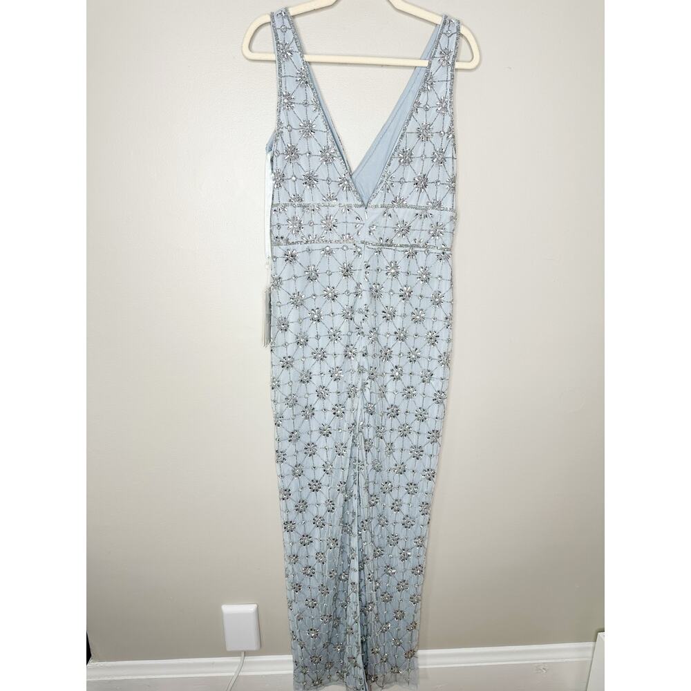 Mac Duggal A93744 Powder Blue Embellished V Neck Sleeveless Gown 10 $398 NEW - Picture 6 of 14